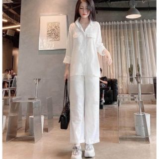 SET ÁO SƠMI TRẮNG QUẦN SUÔNG XÔ ĐŨI, CÓ VIDEO + ẢNH THẬT SÀN 100%