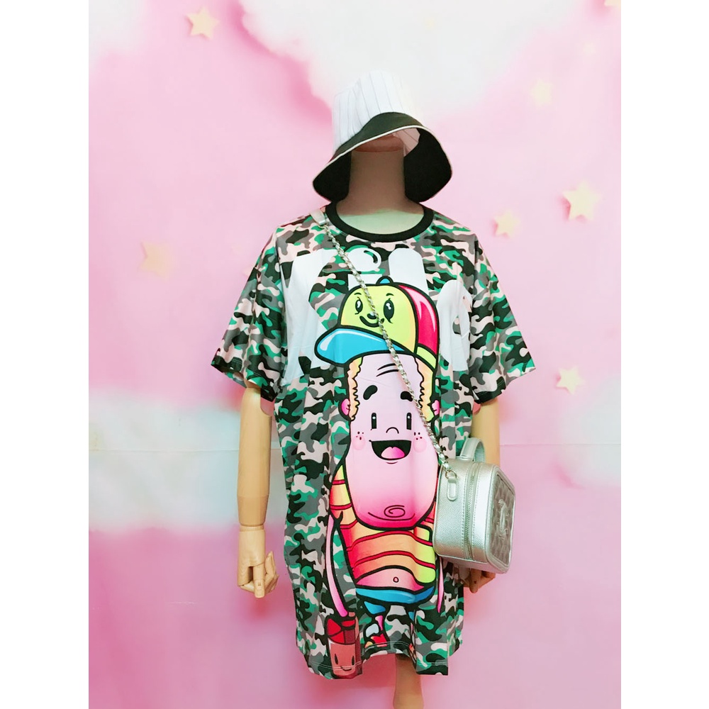 Áo Thun HY KOREA Phom Dài Đầm In 3D Kute