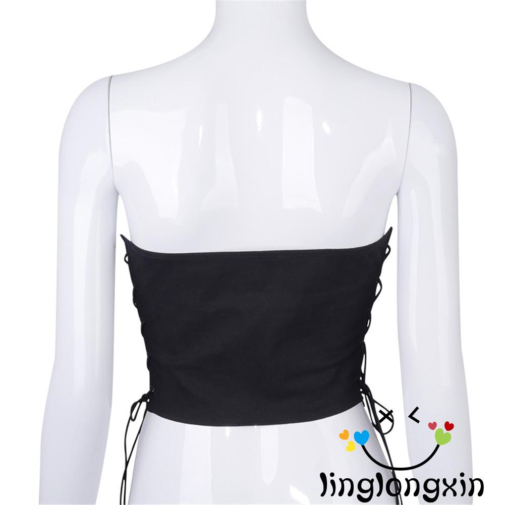 Áo Ống Ôm Màu Trơn 2 Bên Không Dây Mùa Hè Cho Nữ