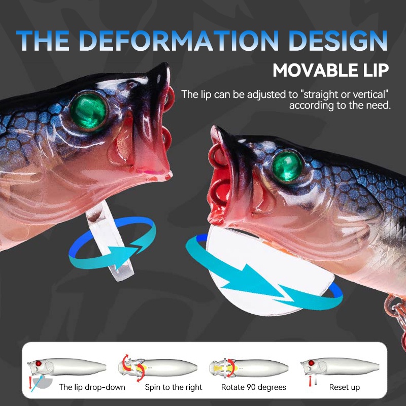 Mồi câu cá KINGDOM thiết kế nổi trên mặt nước 5367 70mm / 9.5g 110mm / 33g