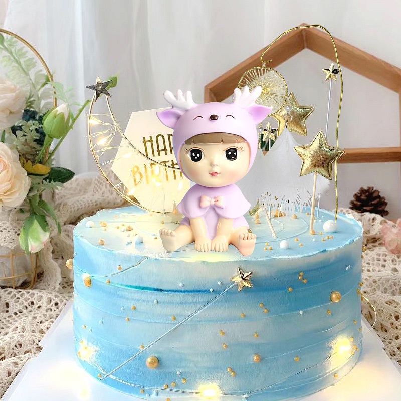 [SIÊU RẺ❤️] – Tượng Em bé tuần lộc (1 Cặp) - Trang trí bánh sinh nhật bánh kem