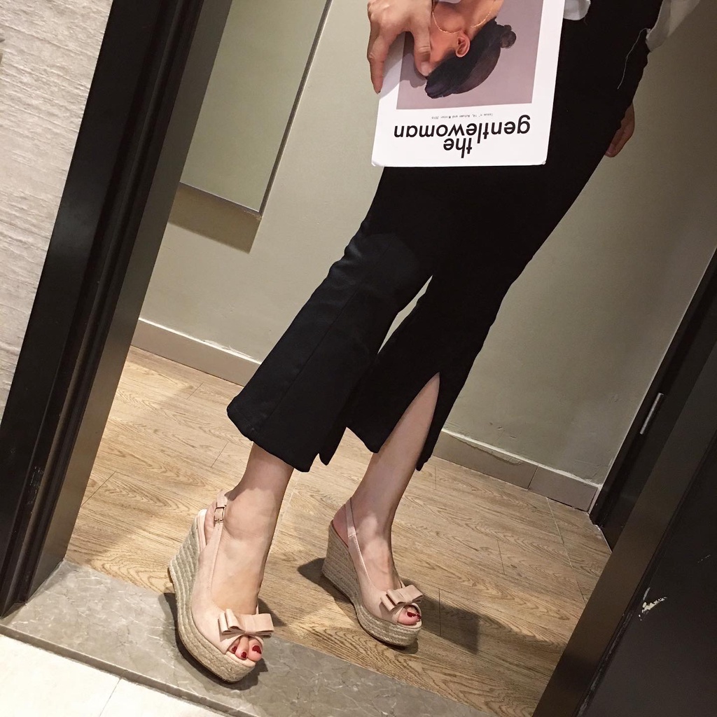 Giày Sandal Da Lộn Đế Xuồng Hở Ngón Quai Da Lộn Thời Trang Mùa Hè 2022 Cho Nữ