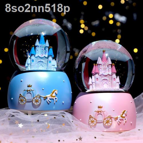 8so2nn518pSáng tạo mới lâu đài phát sáng tự động quả cầu pha lê hoa tuyết hộp âm nhạc món quà sinh nhật