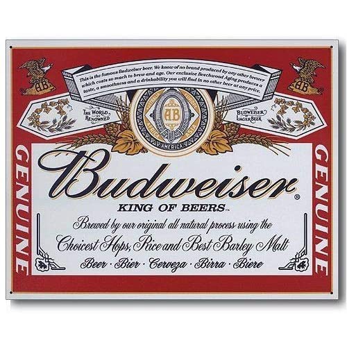 Vintage Trang Trí Tường Ký Hiệu Budweiser Bud Bia Nhãn Vintage Retro Có Thể Quảng Cáo Anhe Kim Loại Tín Hiệu