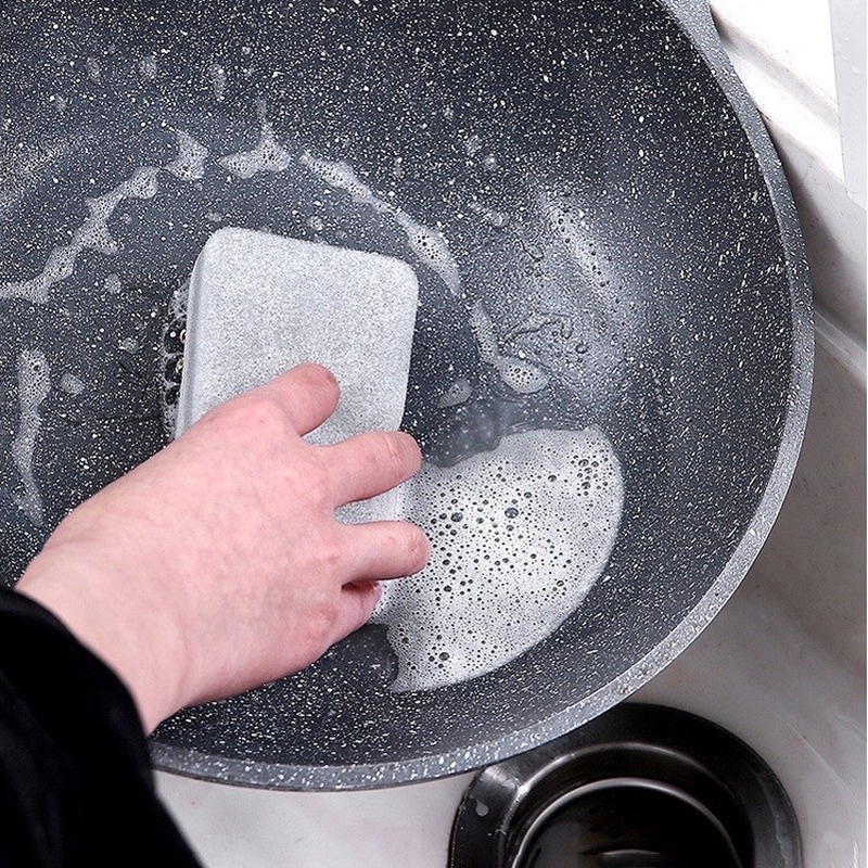 Miếng Xốp Rửa Chén Hai Mặt Màu Xám Trắng Tiện Dụng Cho Nhà Bếp