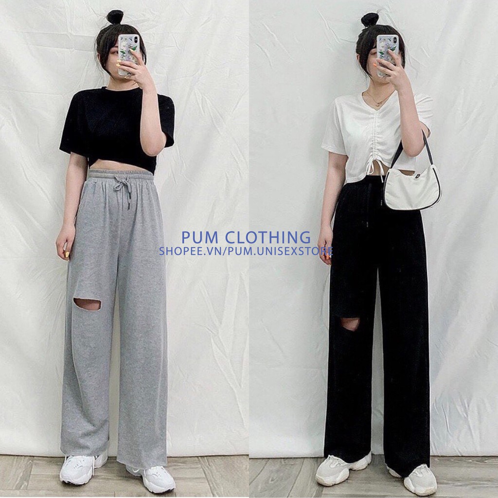 Quần ống rộng rách đùi IRU Ullzang pumunisexstore