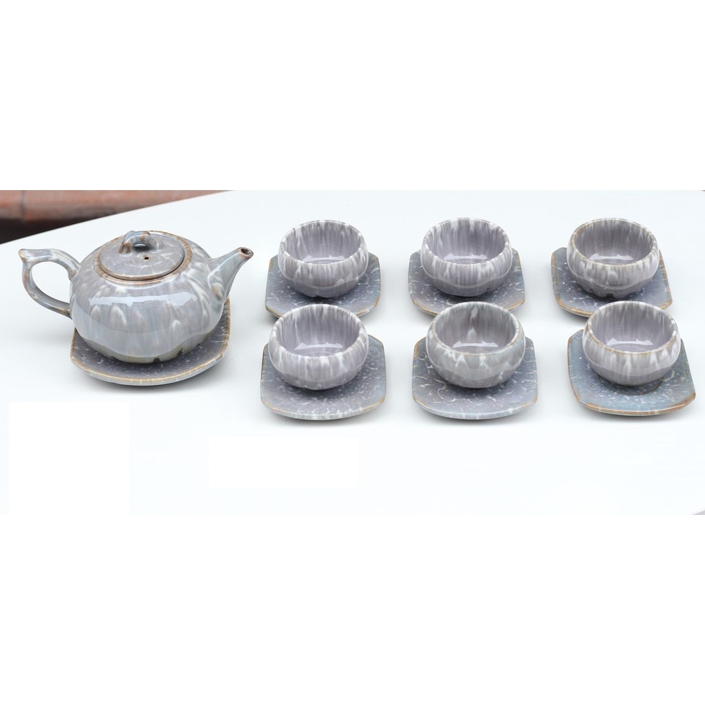 Ấm trà⚡️BÁT TRÀNG⚡️Ấm chén, tách trà, ly men hỏa biến vân đá xám siêu hot cao cấp giá rẻ