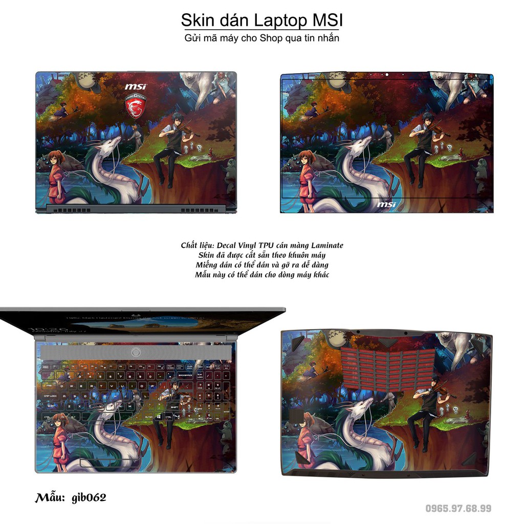 Skin dán Laptop MSI in hình Ghibli nhiều mẫu 10 (inbox mã máy cho Shop)