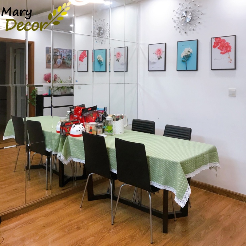 Khăn trải bàn gỗ decor Quà tặng, trang trí nhà cửa nhiều mẫu mã cực đẹp - họa tiết Chấm bi xanh lá - KB-C04