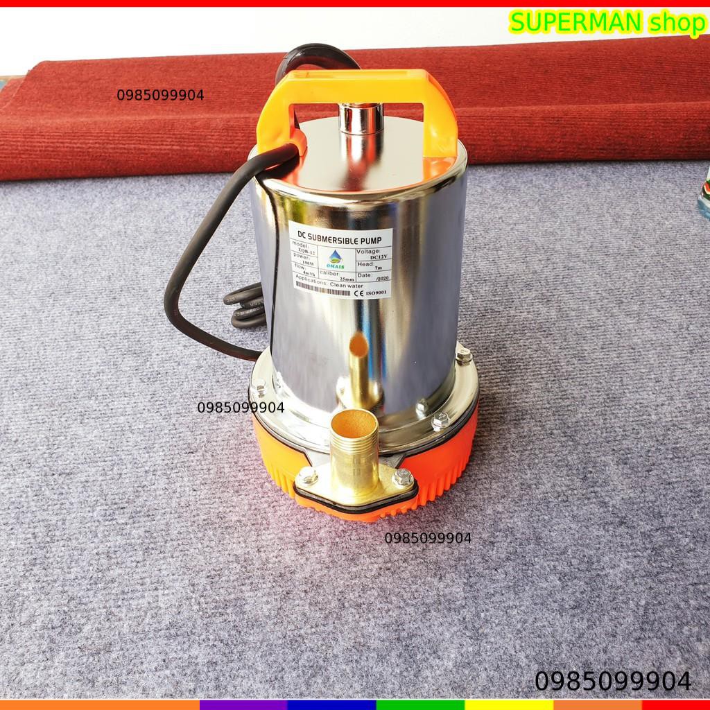 Bơm tỏm thả bơm chìm vỏ nhựa ắc quy, bơm thoát nước xả - Máy Bơm chìm inox dùng điện DC 12V 24V công suất 180W