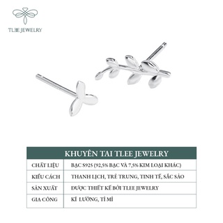 Khuyên tai bạc nữ TLEE lá lệch basic cá tính NCJ B0191