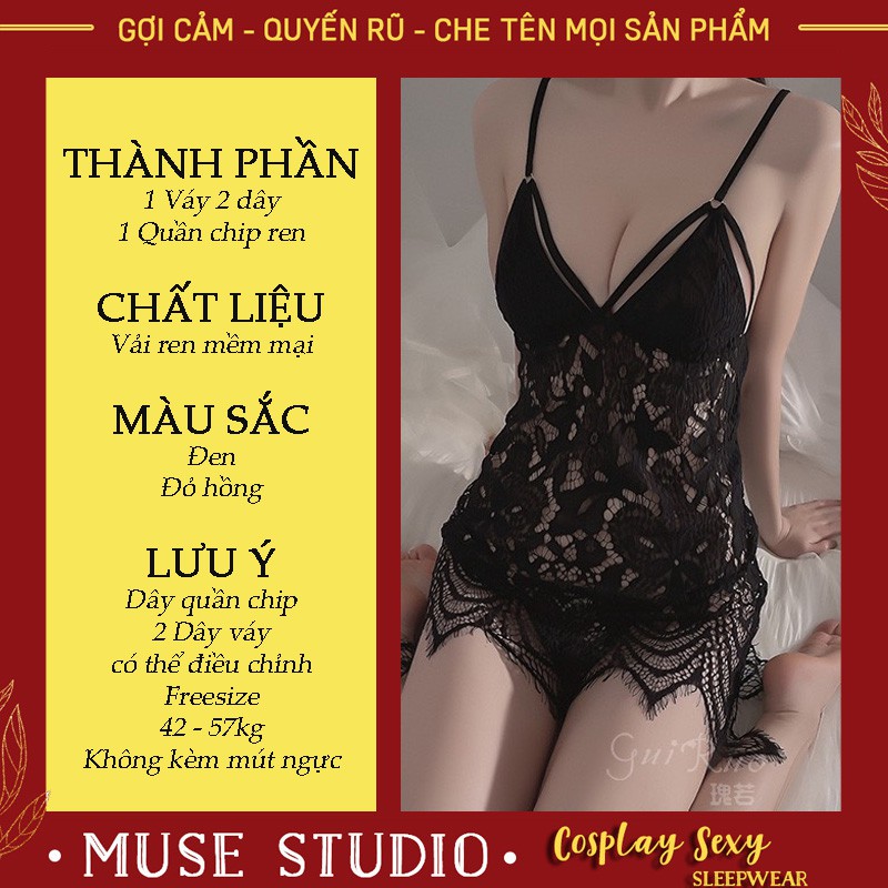 Váy ngủ nữ sexy , đầm ngủ 2 dây ren quyến rũ gợi cảm, đồ ngủ cao cấp, chất vải mềm mịn siêu tôn dáng