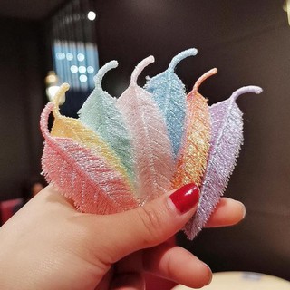Kẹp Tóc Lụa Hình Chiếc Lá Nhiều Màu Phong Cách Hàn Quốc