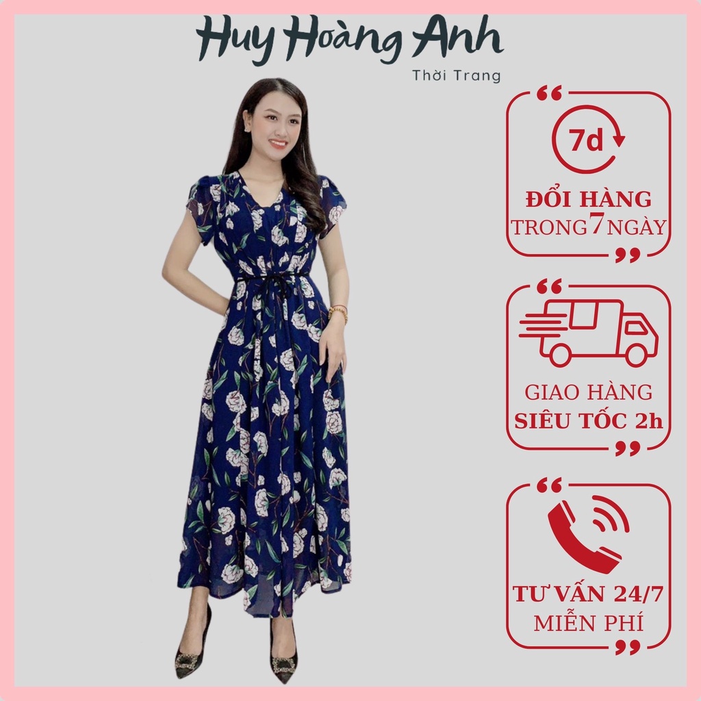 Đầm Trung Niên Sang Trọng Cao Cấp Đẹp Huy Hoàng Anh,Váy Nữ Cho Mẹ Lụa Dự Tiệc Công Sở Trên 30,40 Tuổi Qua Gối Xòe Mh