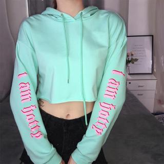 Áo hoodie lửng dài tay phong cách năng động trẻ trung dành cho nữ