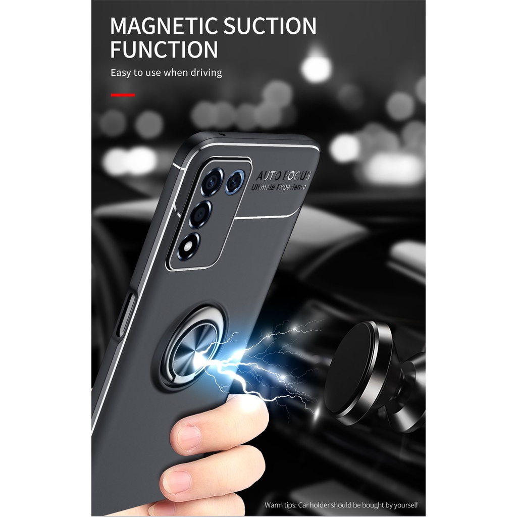 Ốp điện thoại TPU silicone có nhẫn đỡ từ tính cho Realme Q3s Q3 Q3i Q3 Pro Q3 Pro Carnival Narzo 50i Max