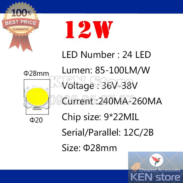 Bóng led 3W 5W 7W 10W 12W 15W đường kính 28mm | BigBuy360 - bigbuy360.vn