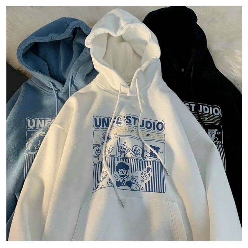 Áo Hoodie UNFL Form Rộng Tay phồng Nhiều Màu, Áo Nỉ Có Mũ Túi Bụng Phong Cách Hàn Quốc