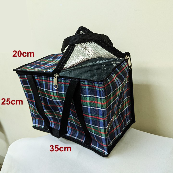 túi giữ nhiệt hình hộp, túi giao hàng, vải bố dù dầy 35x21cm cao 25cm tx107