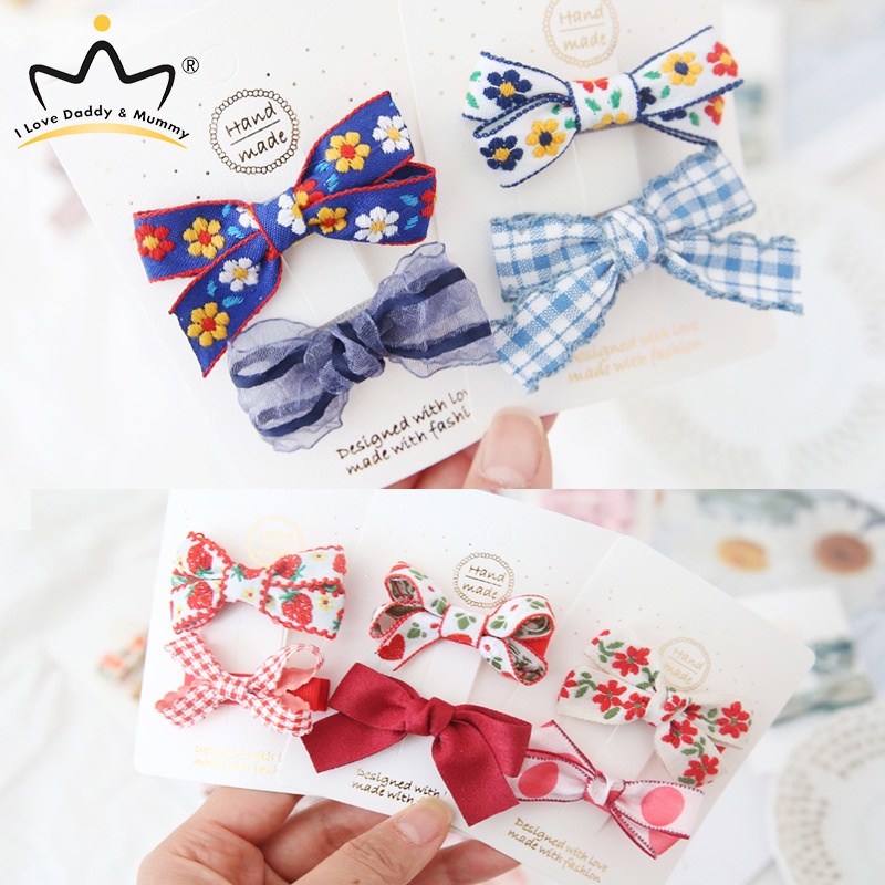 Set 2 Kẹp Tóc Nơ Xinh Xắn Dành Cho Bé Gái