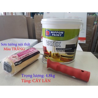 [TẶNG CÂY LĂN] Sơn tường nội thất Nippon Vatex, màu trắng, 4.8kg, hàng thương hiệu, giá tốt, lựa chọn đầy tính kinh tế