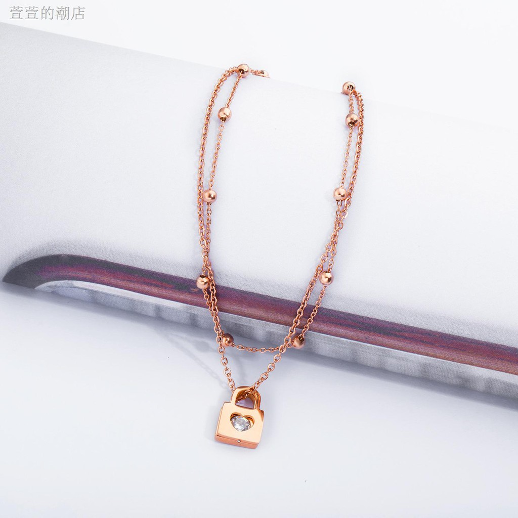 Thời Trang Lắc Chân Thép Titan Hai Lớp Đính Hạt Tròn Màu Vàng Hồng | BigBuy360 - bigbuy360.vn