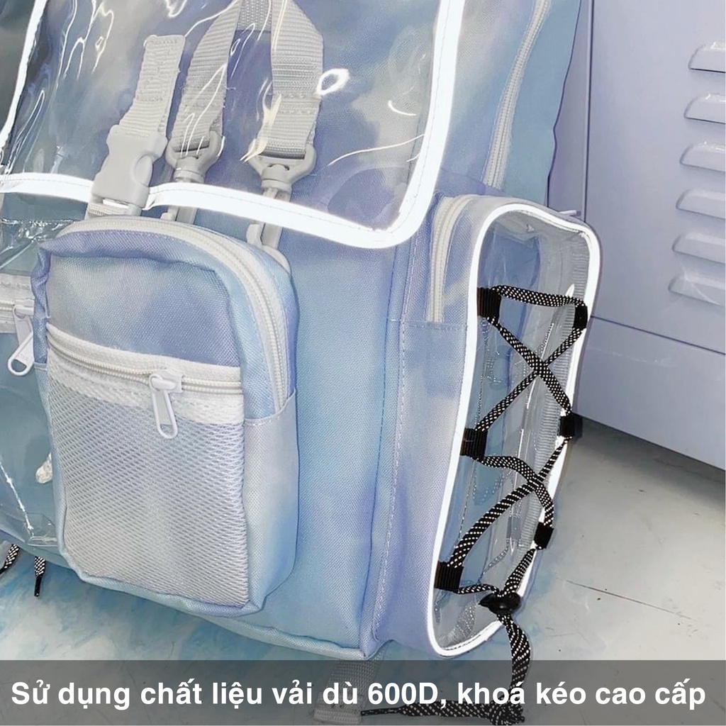 Balo Banawa đi học loang màu phản quang ZAMAC cặp đi học trong suốt nhiều ngăn ZB6