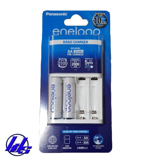 Bộ sạc pin Eneloop Basic Charger BQ-CC51E kèm 2 pin Eneloop AA1900mAh