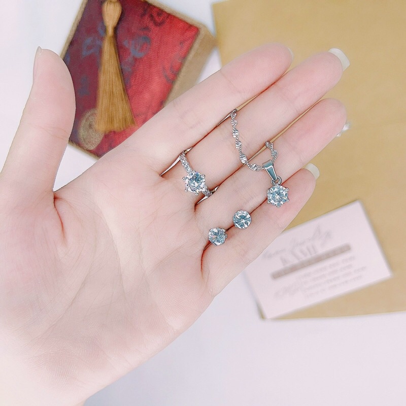 Set bộ vòng hột xoàn titan không đen không gỉ xi bạch kim