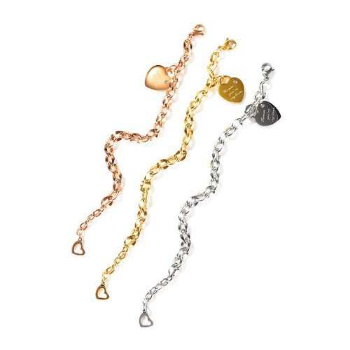 Lắc Tay Dây Xích Mặt Trái Tim Titan Ko Đen TT 3478