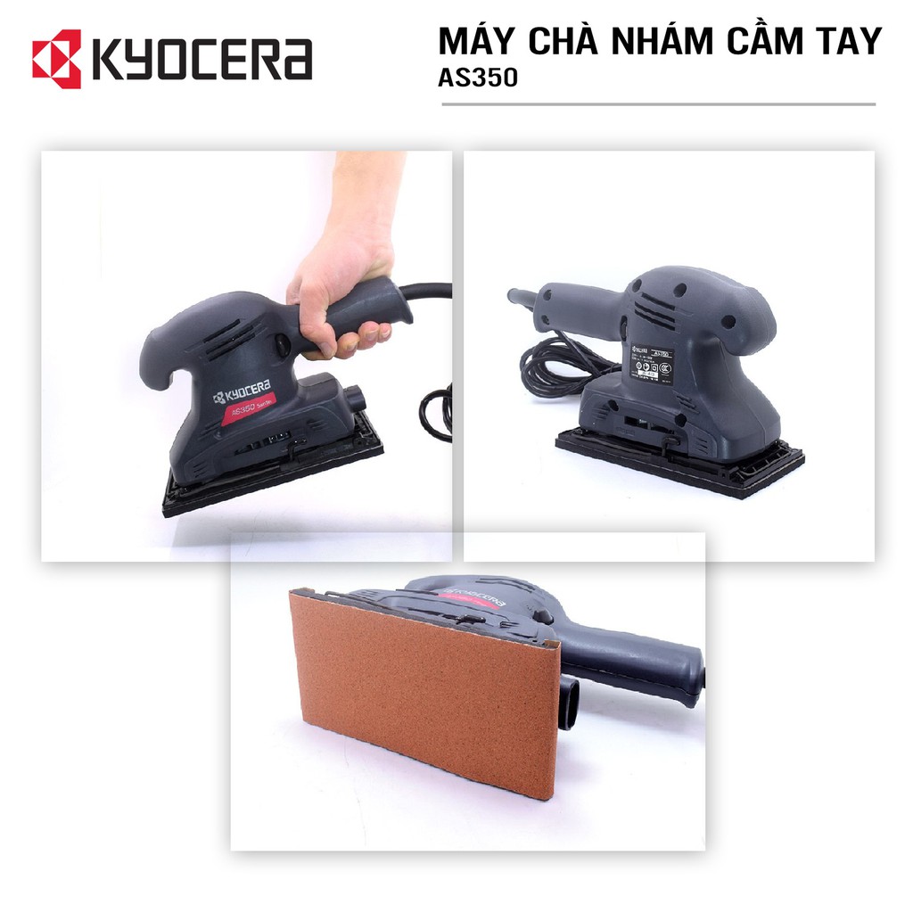 Máy chà nhám rung vuông cầm tay KYOCERA - AS350 (Kèm Giấy chà nhám)