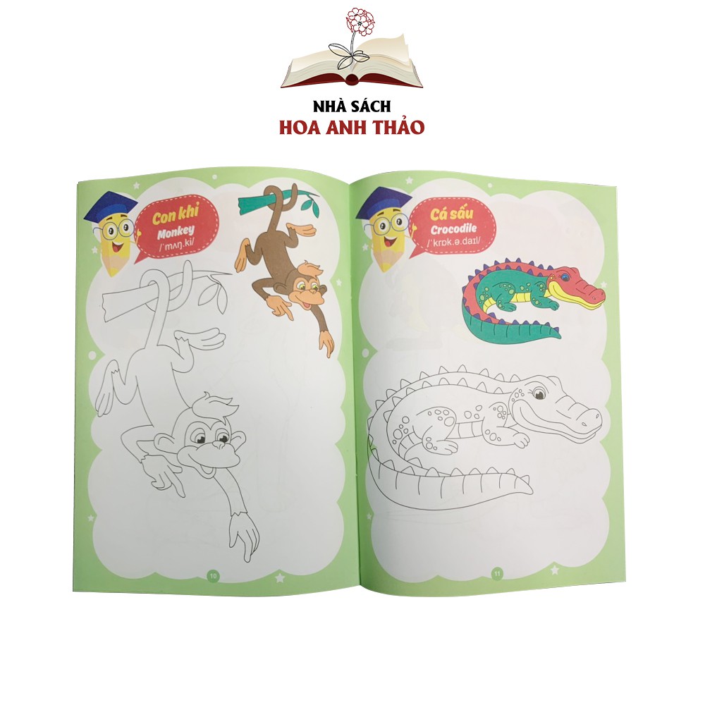Sách - Tô Màu Bé tô màu nhiều chủ đề song ngữ Việt Anh cho trẻ từ 3-4 tuổi