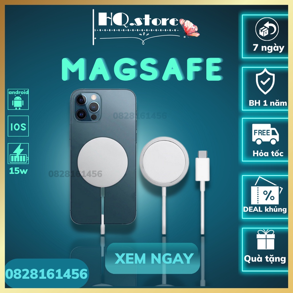 Sạc nhanh không dây MAGSAFE ⚡ BH 12 Tháng ⚡ cho iPhone 8/X/11/12/13 và các dòng máy ANDROID có hỗ trợ không dây chuẩn Qi