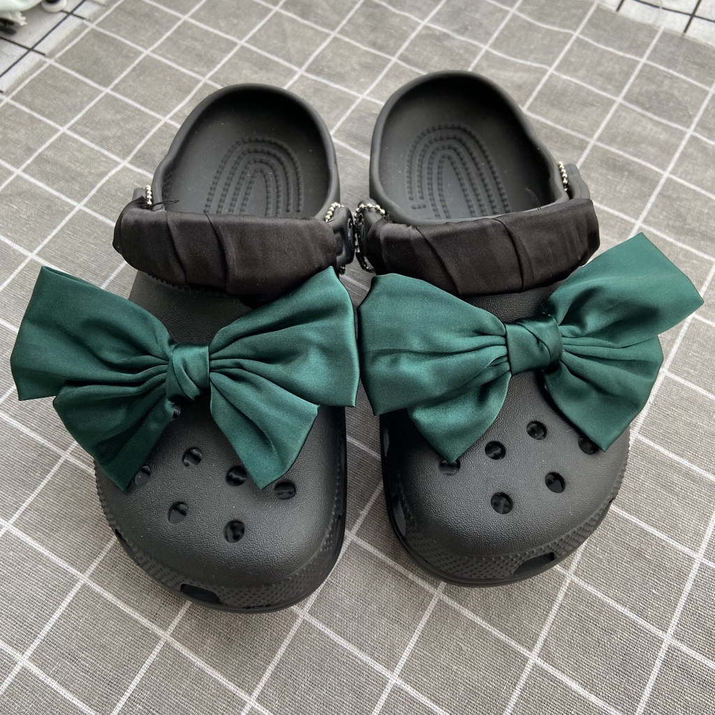 crocs sticker Set 2 Phụ Kiện Nút Giày Thời Trang#Nơ Satinshoes sticker Accessories Stickers Sandals Shoe Decoration