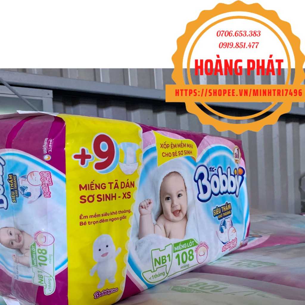 Miếng lót dành cho trẻ sơ sinh Bobby Newborn 1 và 2 108 miếng, 64 miếng và 60 miếng