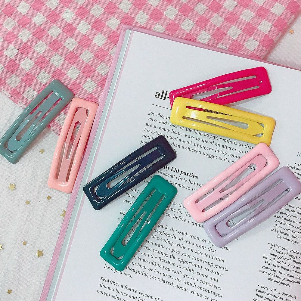 Set 20 Kẹp Tóc Kim Loại Hình Vuông Nhiều Màu Sắc Dễ Thương Cho Bé