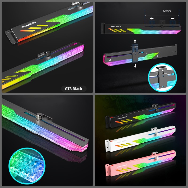 Giá đỡ Led RGB Coolmoon GT8 chống xệ cong chân cho VGA