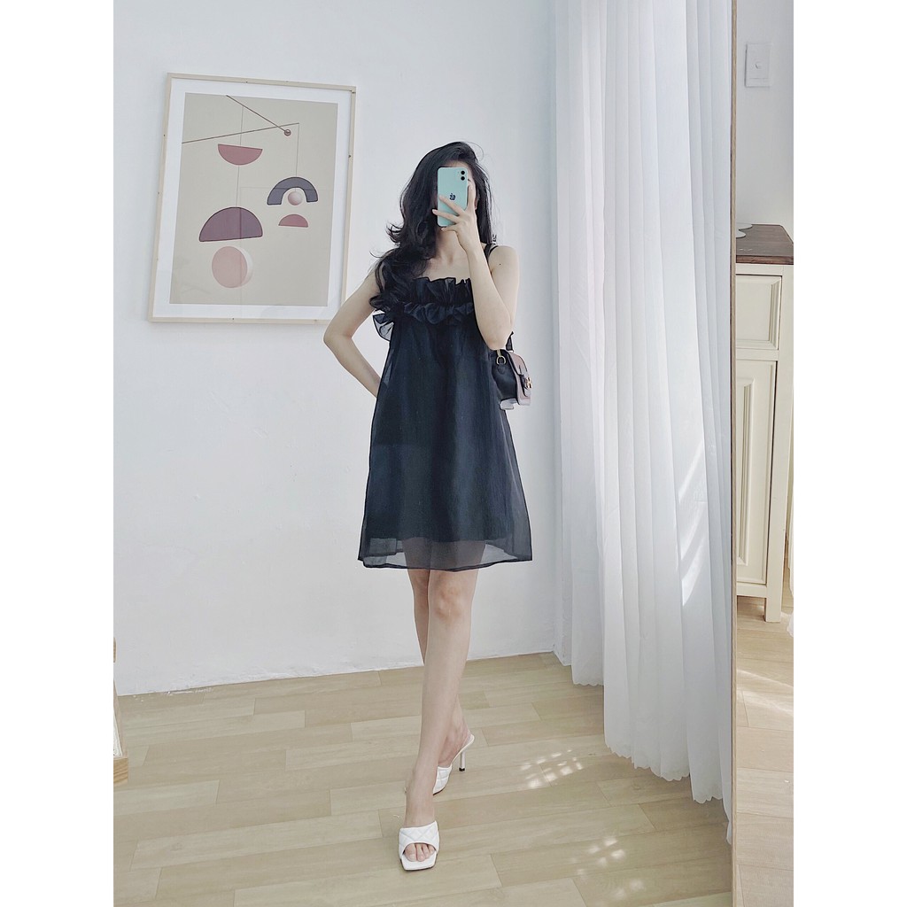 YU CHERRY | Đầm hai dây bèo hoa viền ngực Peplum Cami Dress YD140