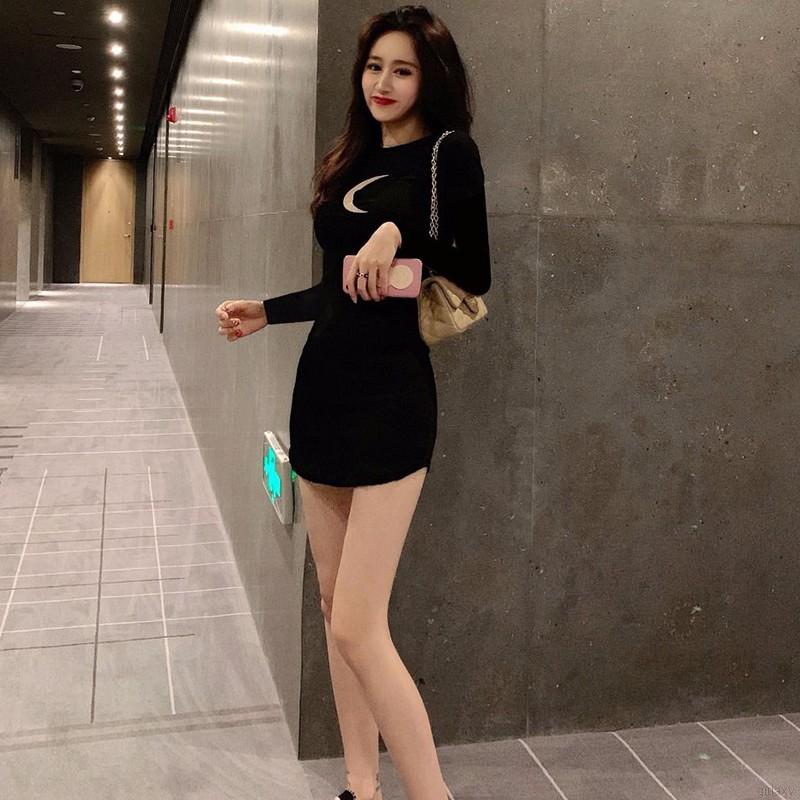Đầm Dài Tay In Họa Tiết Mặt Trăng Xinh Xắn Theo Phong Cách Hàn Quốc Dành Cho Nữ
