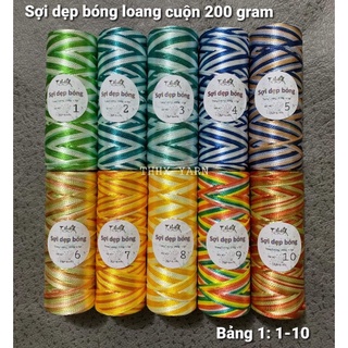 Sợi dẹp bóng loang 3mm, sợi dệt dẹp, ribbon 3mm loang