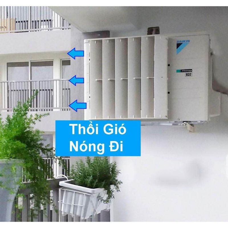 Chuyển gió cục nóng điều hòa Song Tâm HÀNG DÀY NHIỀU NAN  làm mát ban công