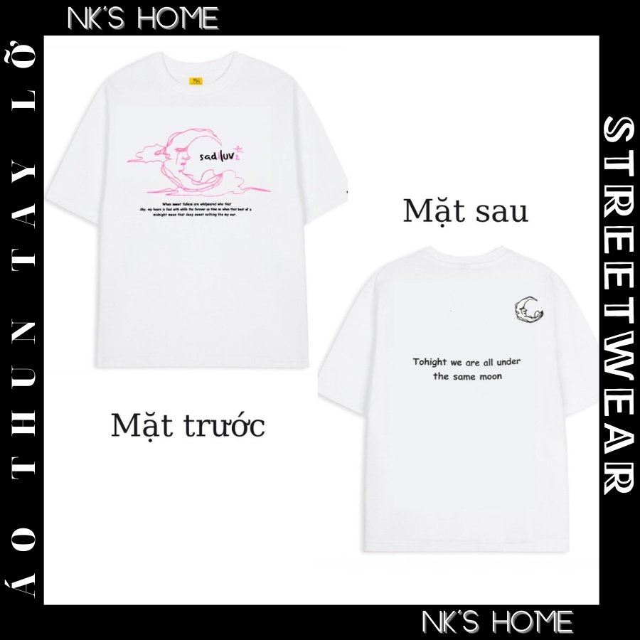 Áo thun tay lỡ unisex cho nam nữ kiểu dáng sad boy SAD LUV thiết kế form rộng cá tính