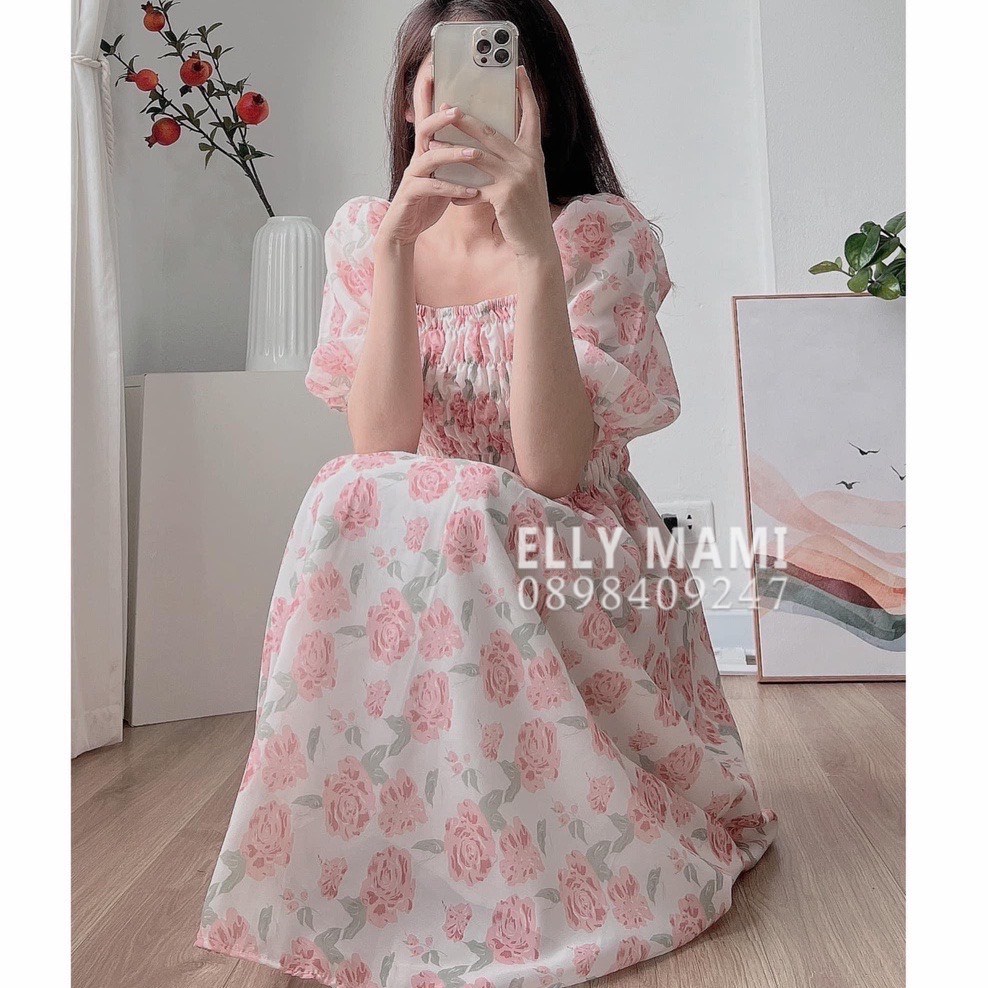 ( 40kg - 75kg ) Đầm Bầu , Đầm Suông Hoa Tulip Cổ Bèo Thiết Kế Cao Cấp ( Kèm Ảnh Thật )