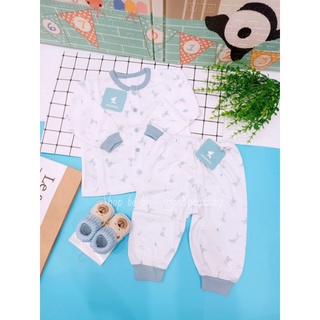 Bộ tay dài cotton sơ sinh miomio 100% cotton