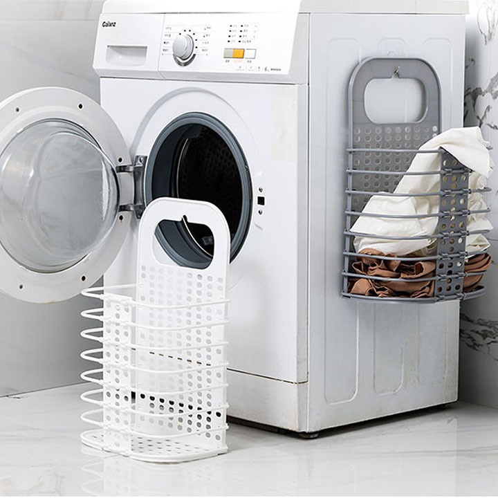 Giỏ Đựng Quần Áo dơ bẩn bằng nhựa gấp gọn thông minh treo tường