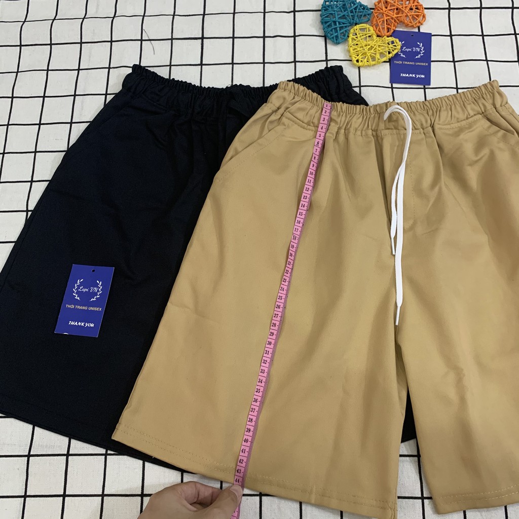 Quần Short Lửng Kaki Unisex Lapi VN, 2 Màu Basic Phong Cách Ulzzang, Freesize Đến 55kg,Nam Nữ Đều Mặc Được, Co Dãn Tốt