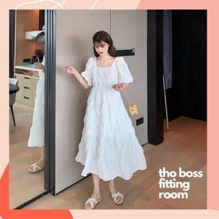 D103 - đầm bigszie dài xòe đen/trắng