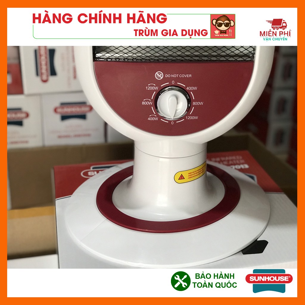 Máy sưởi Sunhouse SHD7022, quạt sưởi Sunhouse SHD7022, công suất 1200w tối đa, tỏa nhiệt đều, quay 180 độ