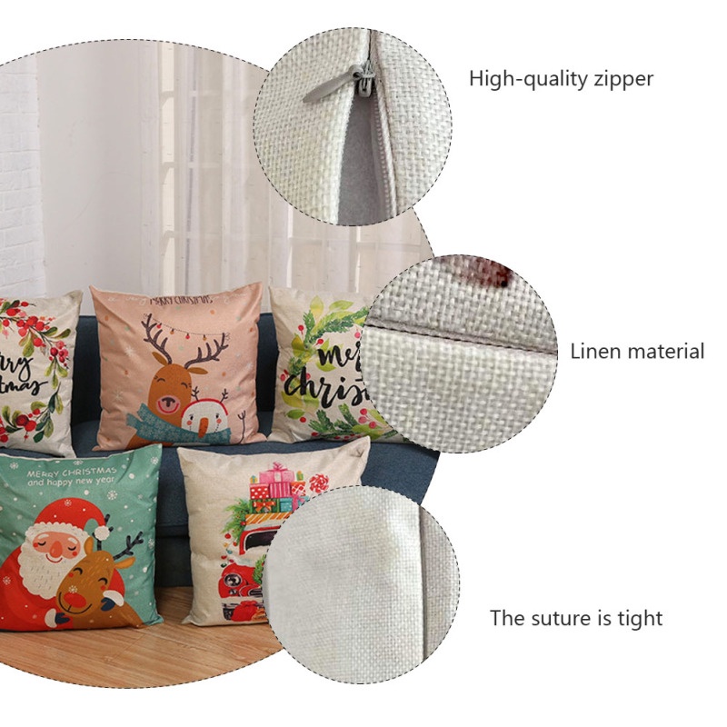 Vỏ Gối In Hình Ông Già Noel Có Đèn LED Phát Sáng Dễ Thương