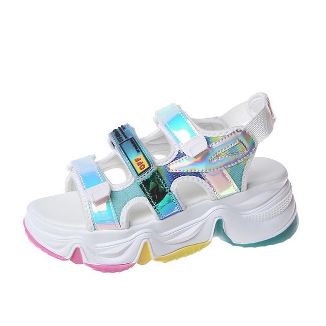 Giày sandal ulzzang 3 QUAI sắc màu đế phối màu cực xinh